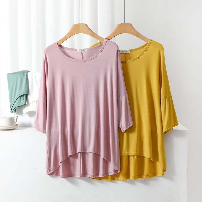 Loose Modal Sleepwear Women's Seven Sleeve T-shirt Thin Casual Home Clothes Comfortable Round Neck Regular Sleeve Long