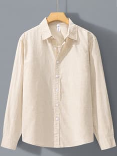 Summer Thin Cotton Linen Long Sleeve Shirt Men Simple Loose Versatile Casual Shirt Linen Men's Old Money Style 212