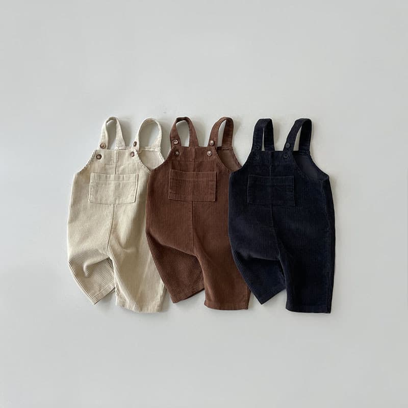 Korean-style ins children's clothing, baby and toddler spring/fall trendy unisex multi-color corduroy Korean casual suspender pants