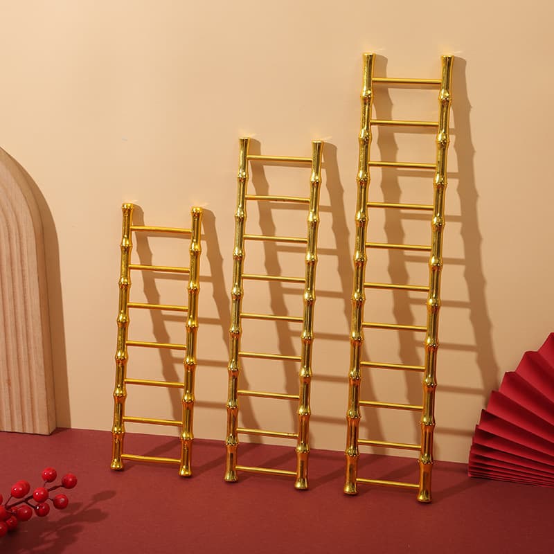 Xi Zan Gold Plated Small Ladder Gold Plastic Ladder Housewarming Layout Step by Step Ascending Ornaments Simulation Ladder