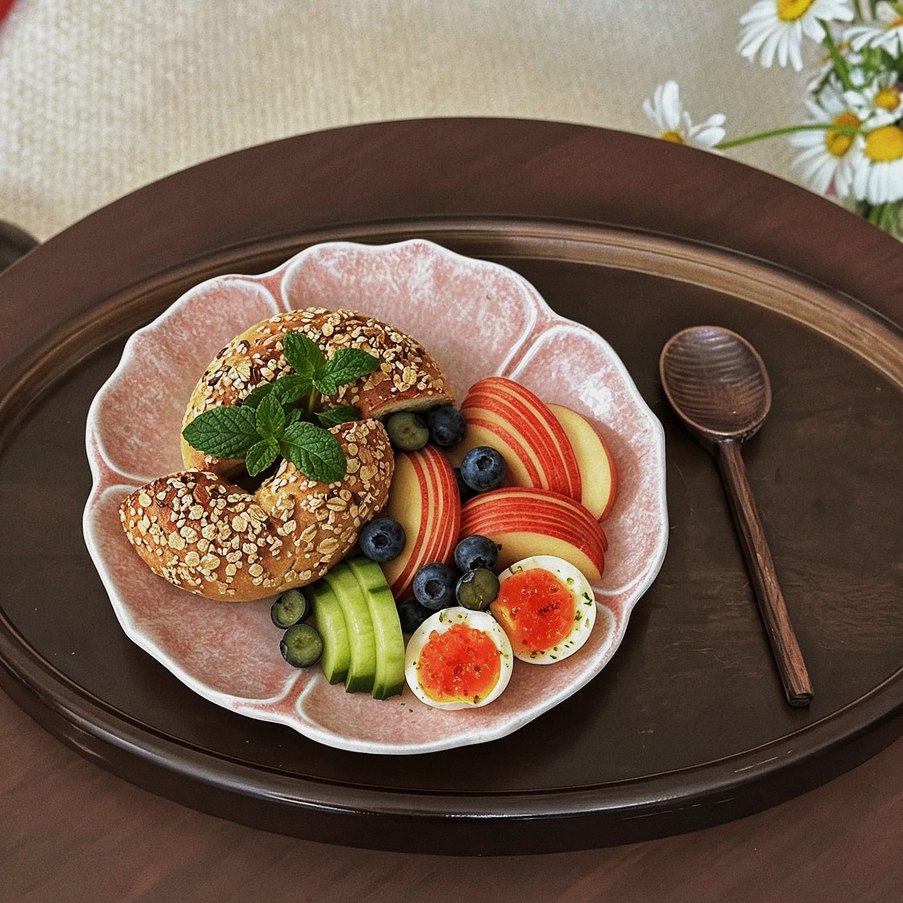 Pink petal ceramic plate Japanese style ins style dessert plate home dessert bowl high-looking breakfast set