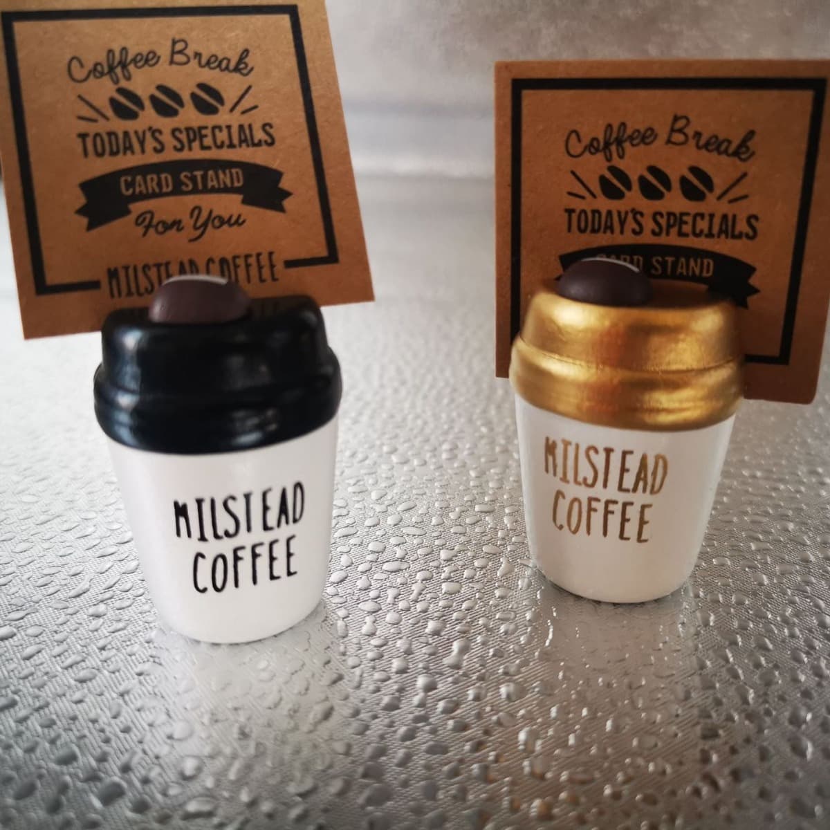 Creative Minimalist Round Mini Coffee Cup Card Stand, Wooden Memo Clip, Car-friendly Cute Handmade Ornament