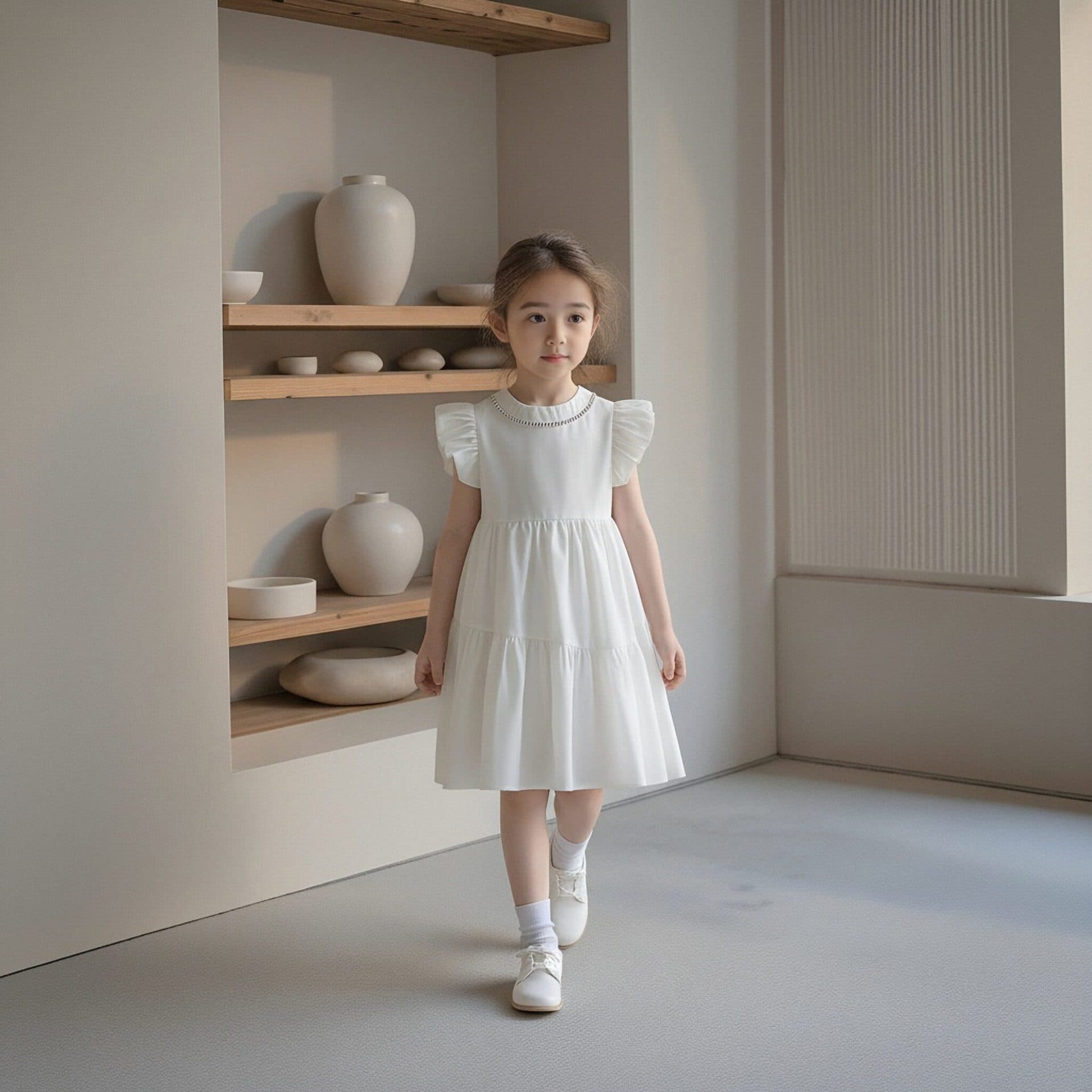 Girls Summer Dress 2026 New Fashionable Children Clothing Casual Puff Sleeve Kids Summer Dress