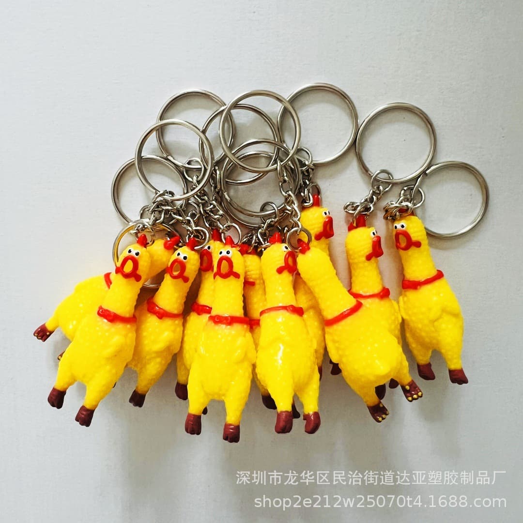 Creative Screaming Chicken Keychain Cute Cartoon Chicken Pendant Gift Enamel Figurine Office Culture Keychain Accessories