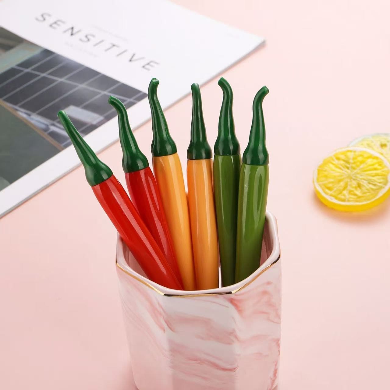 New Creative Simulation Green Yellow Red Chili Pepper Shape Neutral Pen Student Stationery Office Supplies Signature Pen