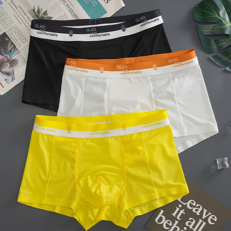 3-Pack Drop Shipping New Antibacterial Ice Silk Air Conditioning Men's Underwear High-End Nude Feel Silky Smooth Ultra-Thin Men's Briefs