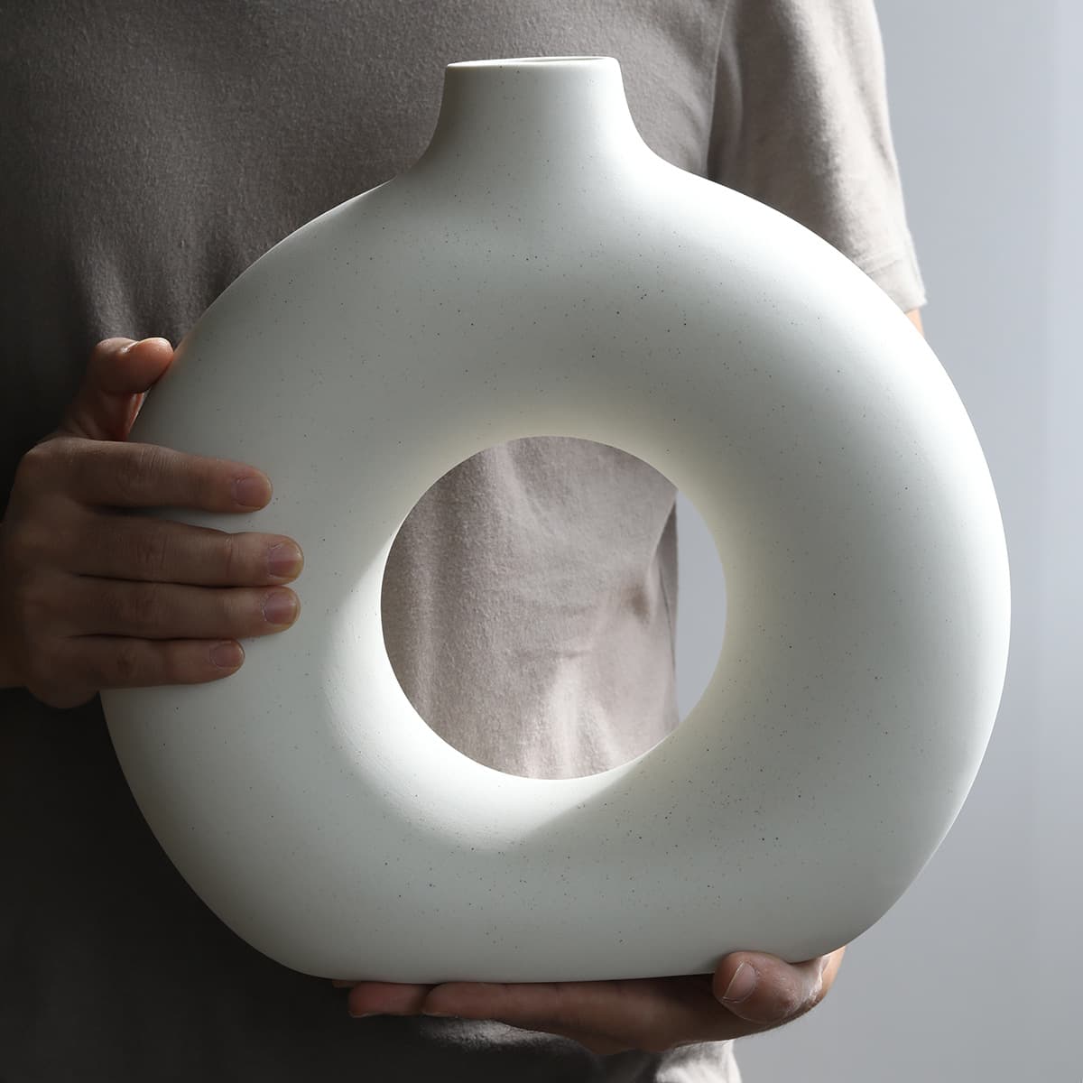 Wabi-sabi style white ceramic large vase decoration for living room flower arrangement, high-end luxury housewarming gift with aesthetic appeal