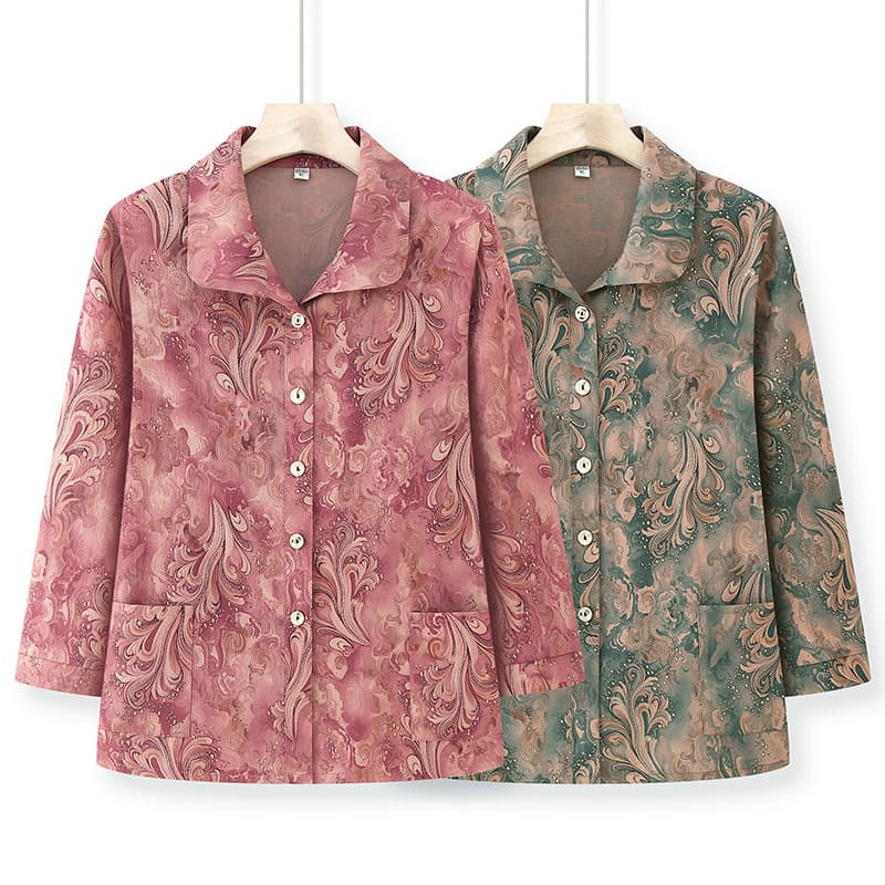 Summer women's shirt for middle-aged and elderly women, three-quarter sleeve top, new Chinese style shirt for 70-year-old mothers.