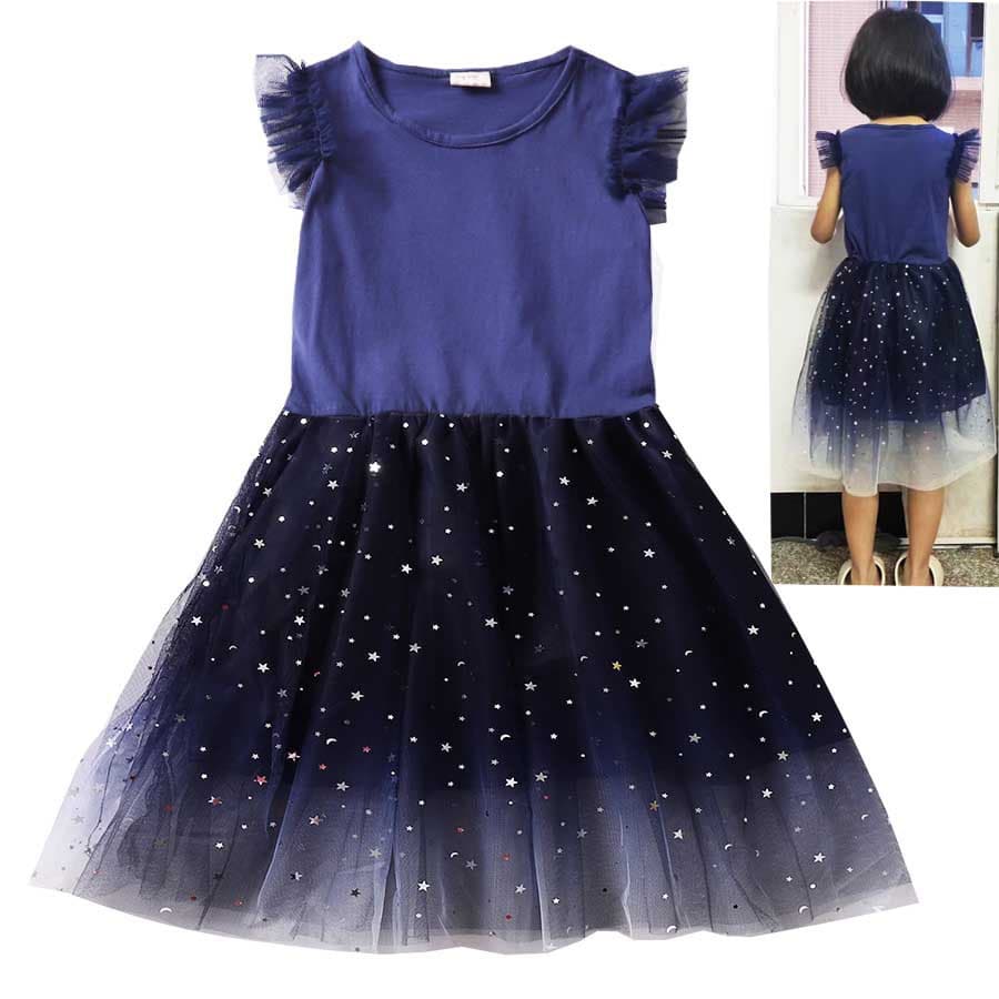 101 girls summer clothes new style starry sky gradient short-sleeved dress princess skirt tutu skirt children's skirt