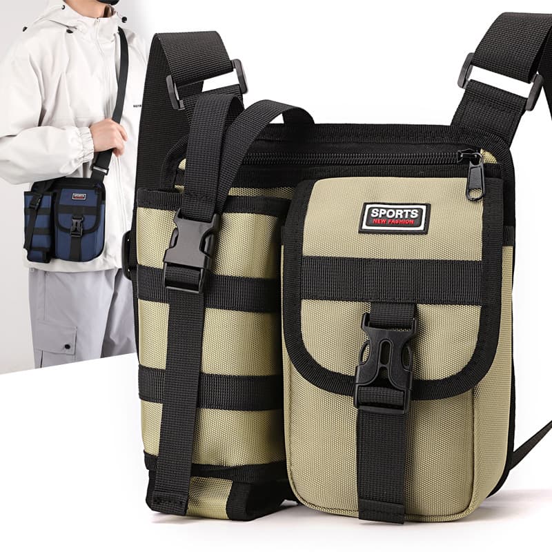 Men's Outdoor Sports Single Shoulder Crossbody Bag Casual Travel Water Bottle Phone Bag Nylon Waterproof Pure Color Daily Match