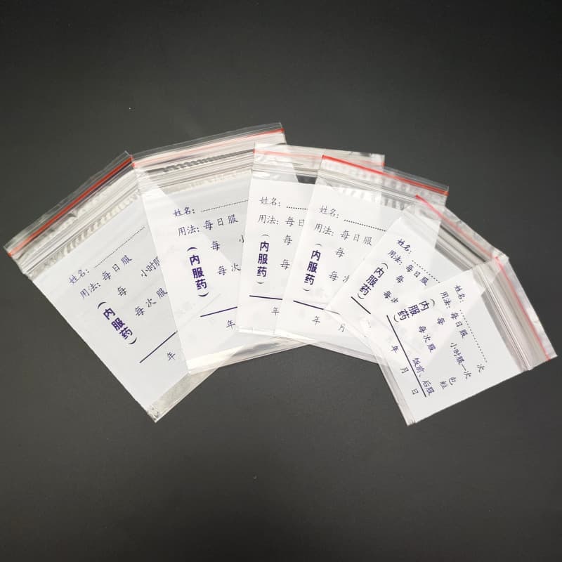 Ready supply PE transparent ziplock bag disposable internal medicine bag hand-writeable plastic ziplock bag seal bag