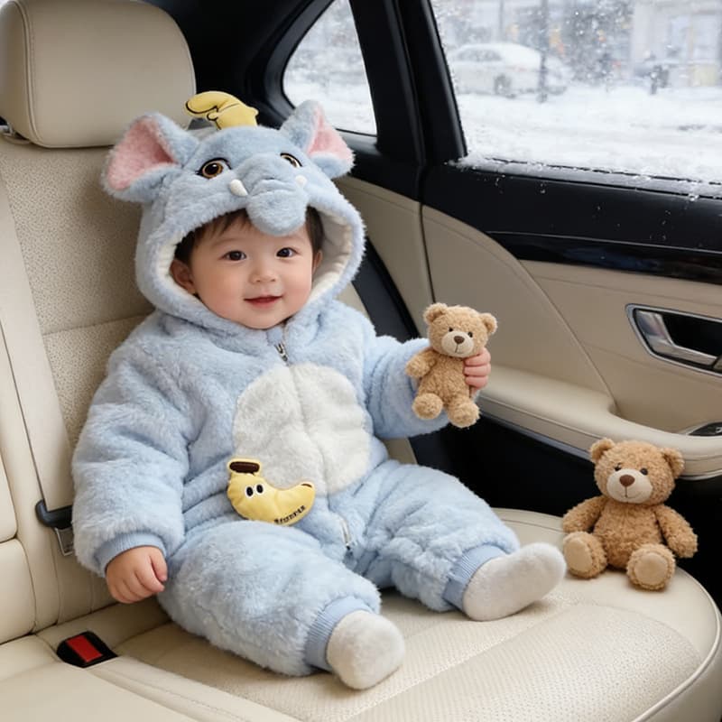 Baby clothes winter 2025 new style super cute thickened onesies baby winter clothes cute crawling clothes warm wool sweater
