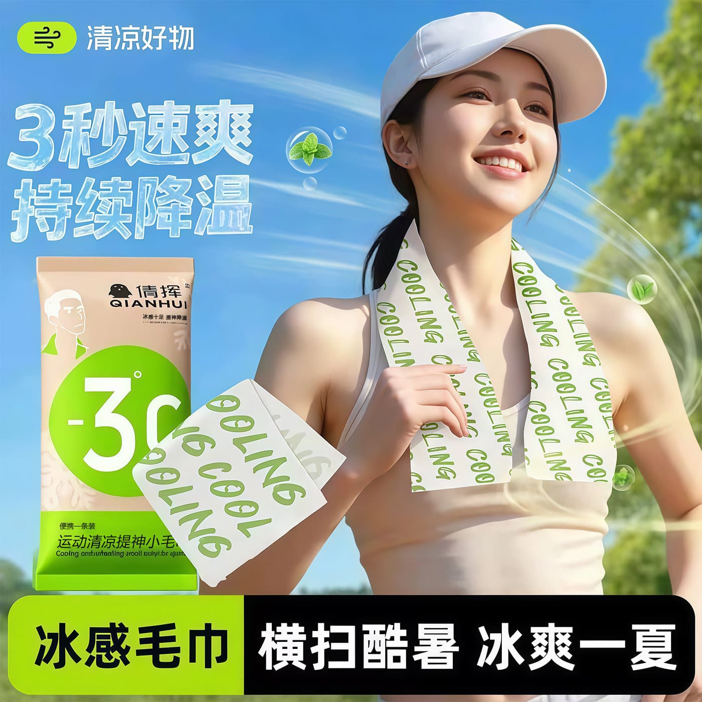 Disposable cooling ice towel summer cooling student military training summer sports portable sweat-absorbent cleaning wet towel