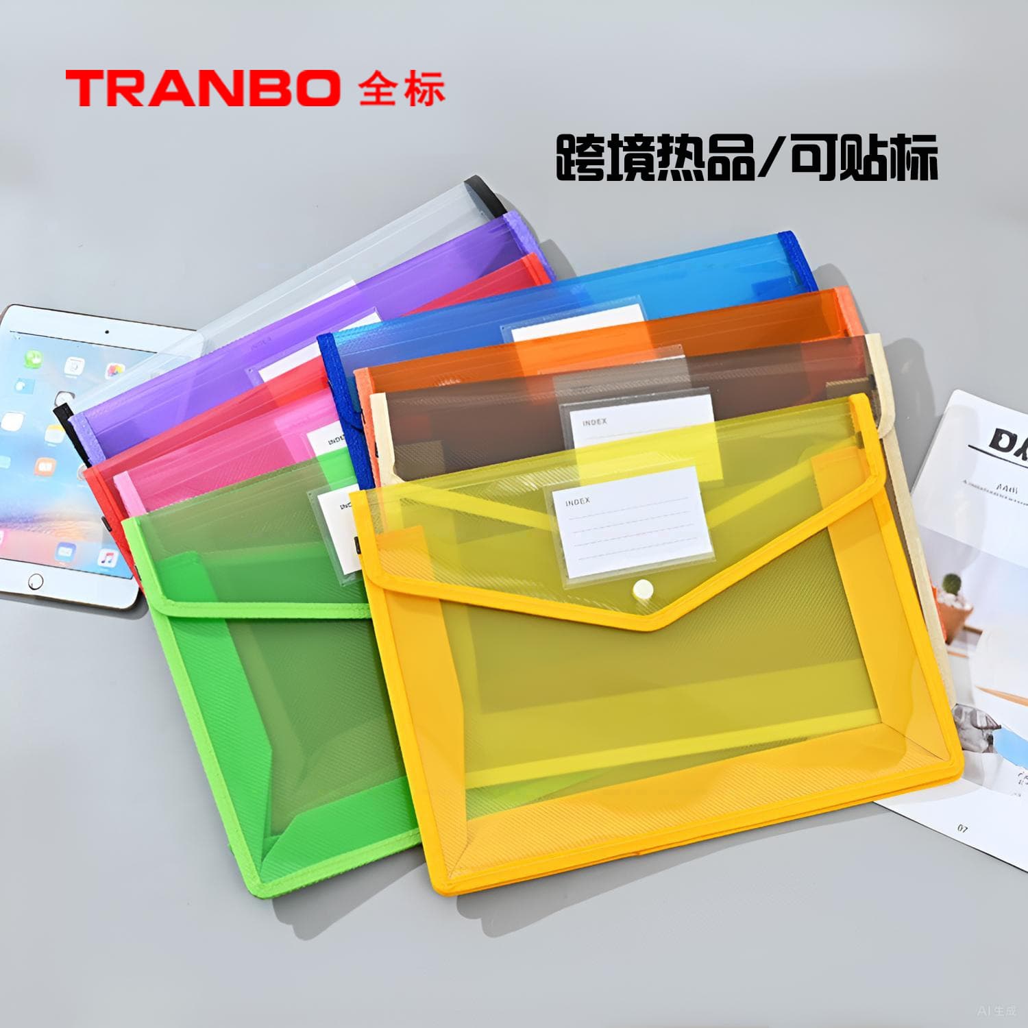 Tranbo/Full Logo Cross-border Amazon 3D File Bag Twill Transparent A4 FCA5 Office In Stock Labelable