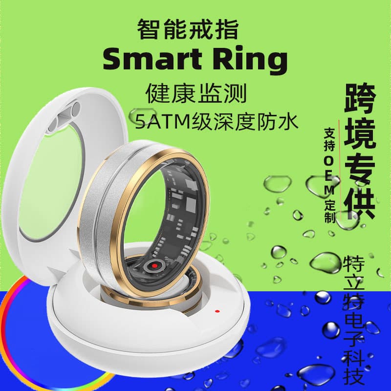 Bluetooth Smart Ring Health Monitor Heart Rate Blood Oxygen Tracker Unisex Waterproof Black Tech Ring Fitness Tracker Band