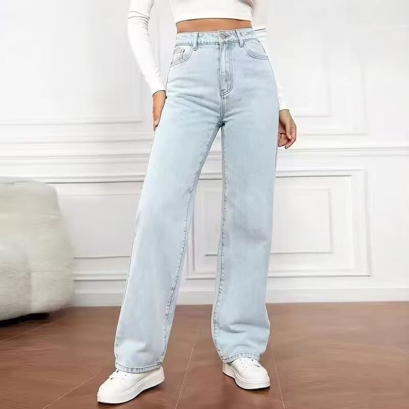 Fleece-Lined Straight Jeans for Women Spring Fall 2026 New High-Waist Petite Slimming Loose Narrow Cigarette Pants
