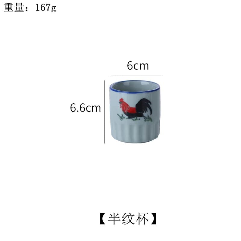 Yubao Fang Rooster Floral Ceramic Tableware Vintage Commercial Bowls and Plates Set for Hotels, Restaurants, and Home Use
