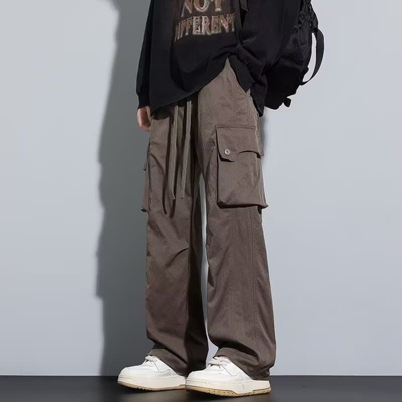 American high street work pants for men in spring and autumn, multi-pocket straight loose casual pants, outdoor paratrooper assault pants