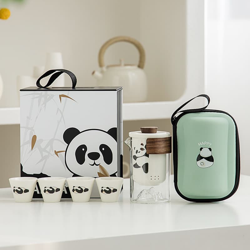 Panda Quick Cup Portable Travel Tea Set, Portable Brewing Pot for Outdoor Travel, Business Gift, Event Souvenir
