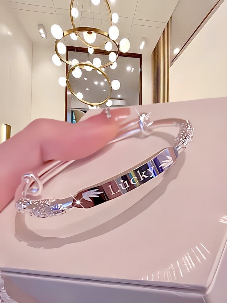 Floral Lucky Pure Silver Bracelet for Women, 9999 Youthful Style, Birthday Gift Jewelry for Mother or Girlfriend