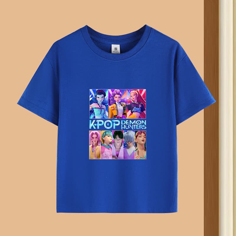 Witch Hunt High-Quality Print 230g Combed Cotton Blue Round Neck Short Sleeve T-Shirt for Kids 0814