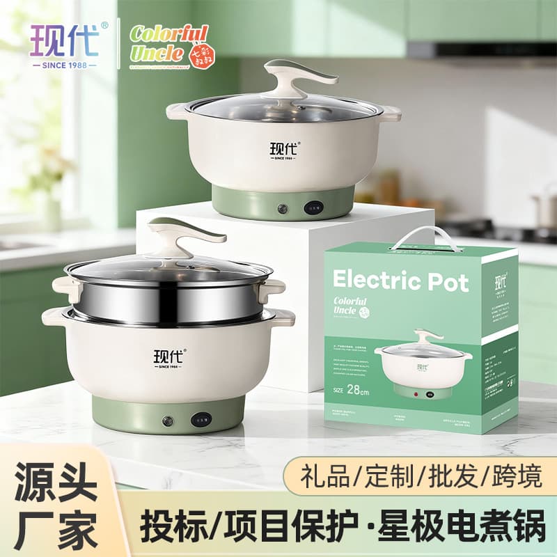 Modern Star Extreme Double-Handle Electric Cooking Pot Multi-function All-in-One Electric Pot Household Steaming, Boiling, Frying Large Capacity Electric Hot Pot Cross-border