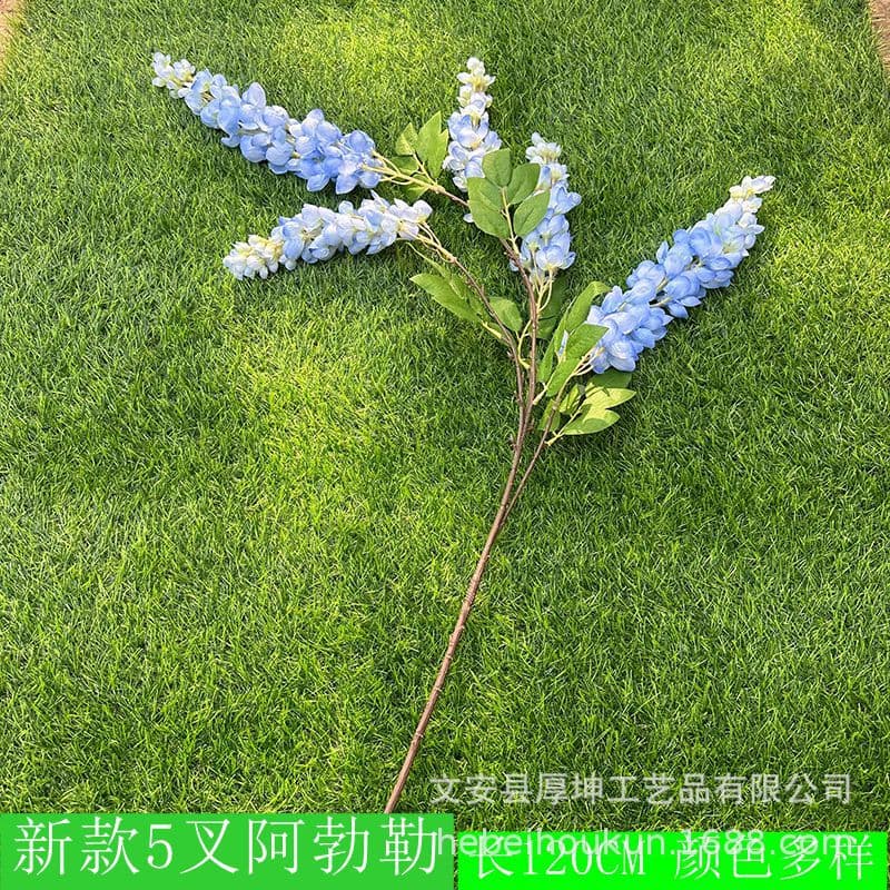 New 5-Branch Artificial Giant Wisteria Flower Wedding Ceiling Decoration Indoor Outdoor Landscape Hanging Vine Fake Flowers