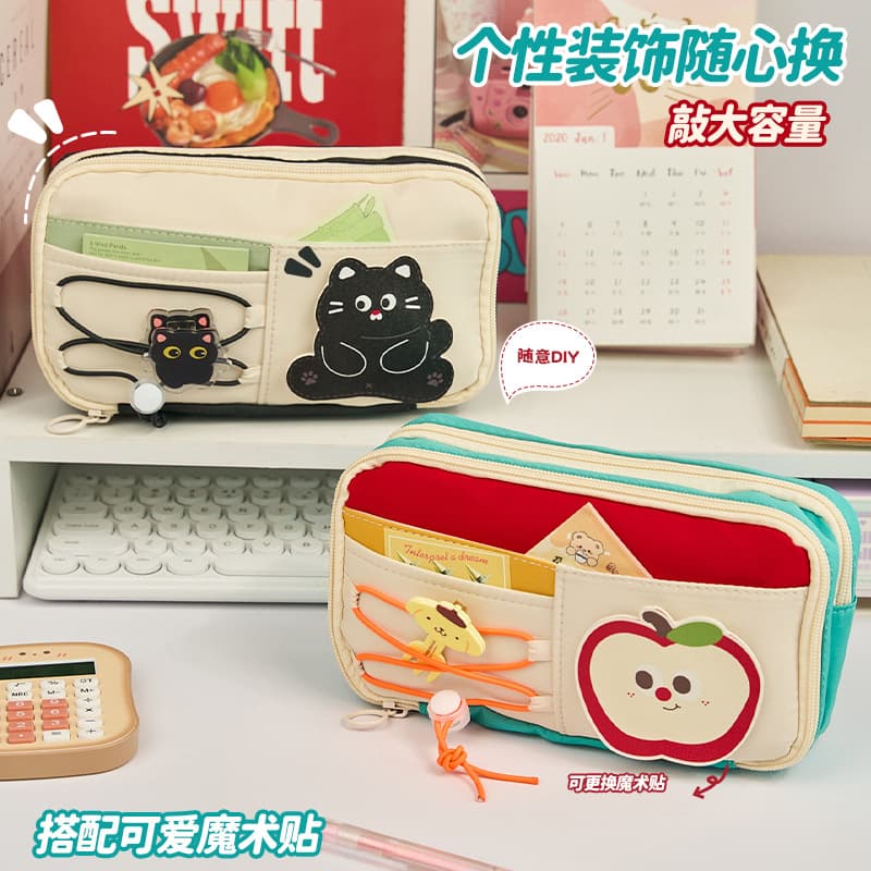 Apple Black Cat Large Capacity Pencil Case High School Student Stationery Ins Style High Appearance 9-Layer Multifunctional Pen Box