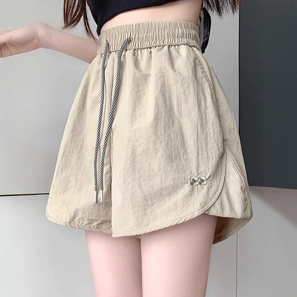 Ice silk quick-drying wide-leg pants shorts women's summer small and large size casual yoga hot pants high-waisted workwear sweatpants