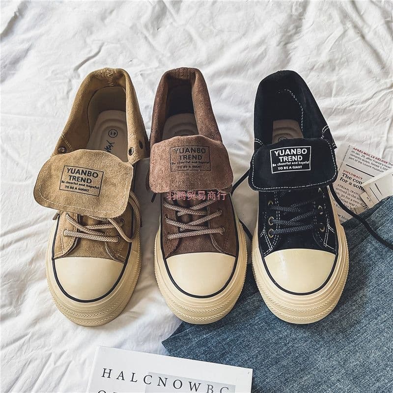 Two-Way Wear Retro High-Top Niche Couple Rader Platform Versatile Student Sneakers Men's Casual Shoes Women's Canvas Shoes