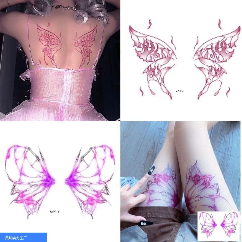 Succubus waterproof tattoo stickers for girls caesarean section scar cover butterfly sexy belly legs and arms temptation long-lasting freshness