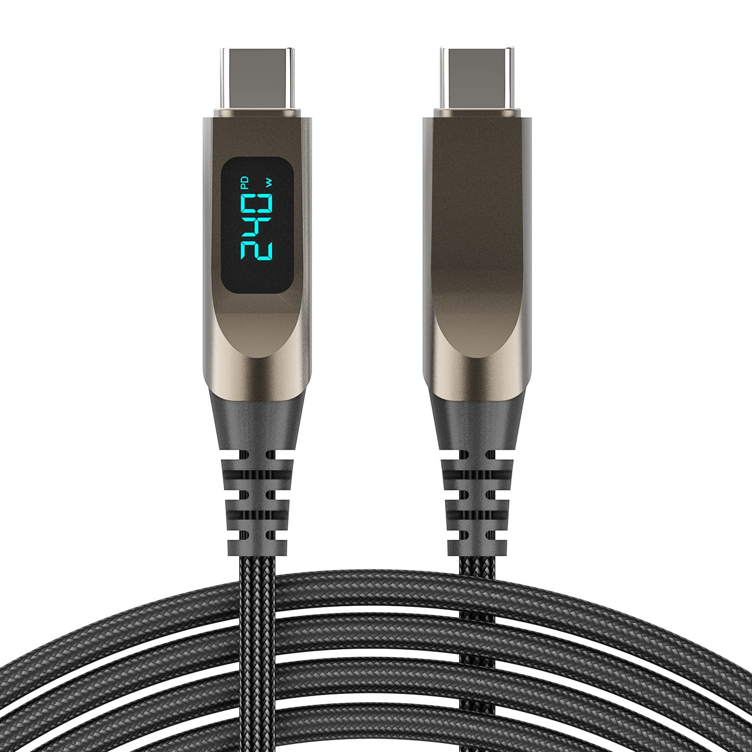 Zinc Alloy Digital Display 240W C-C Fast Charging Data Cable Type-C to Type-C Interface Charging Cable
