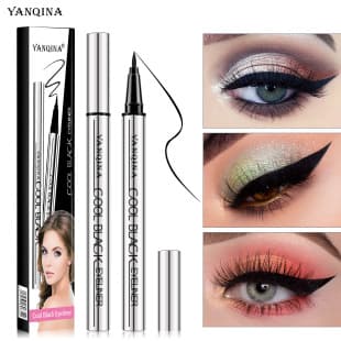 YANQINA Fine Silver Tube Liquid Eyeliner Pen, Smudge-proof, Waterproof, Sweat-resistant, Ultra-fine, Beginner-friendly Eyeliner Gel Pen
