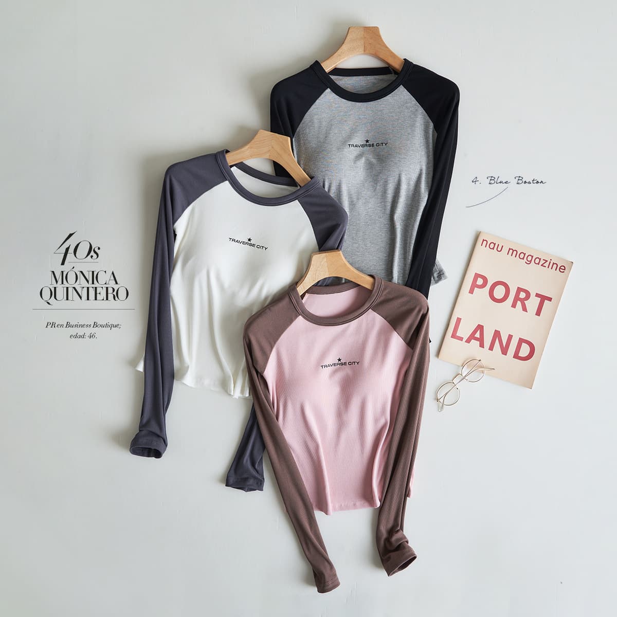 Padded Bust Raglan Long-Sleeve T-Shirt for Women, Versatile Base Layer Top, Color-Block New Autumn Korean Style Round Neck Ribbed Lettering