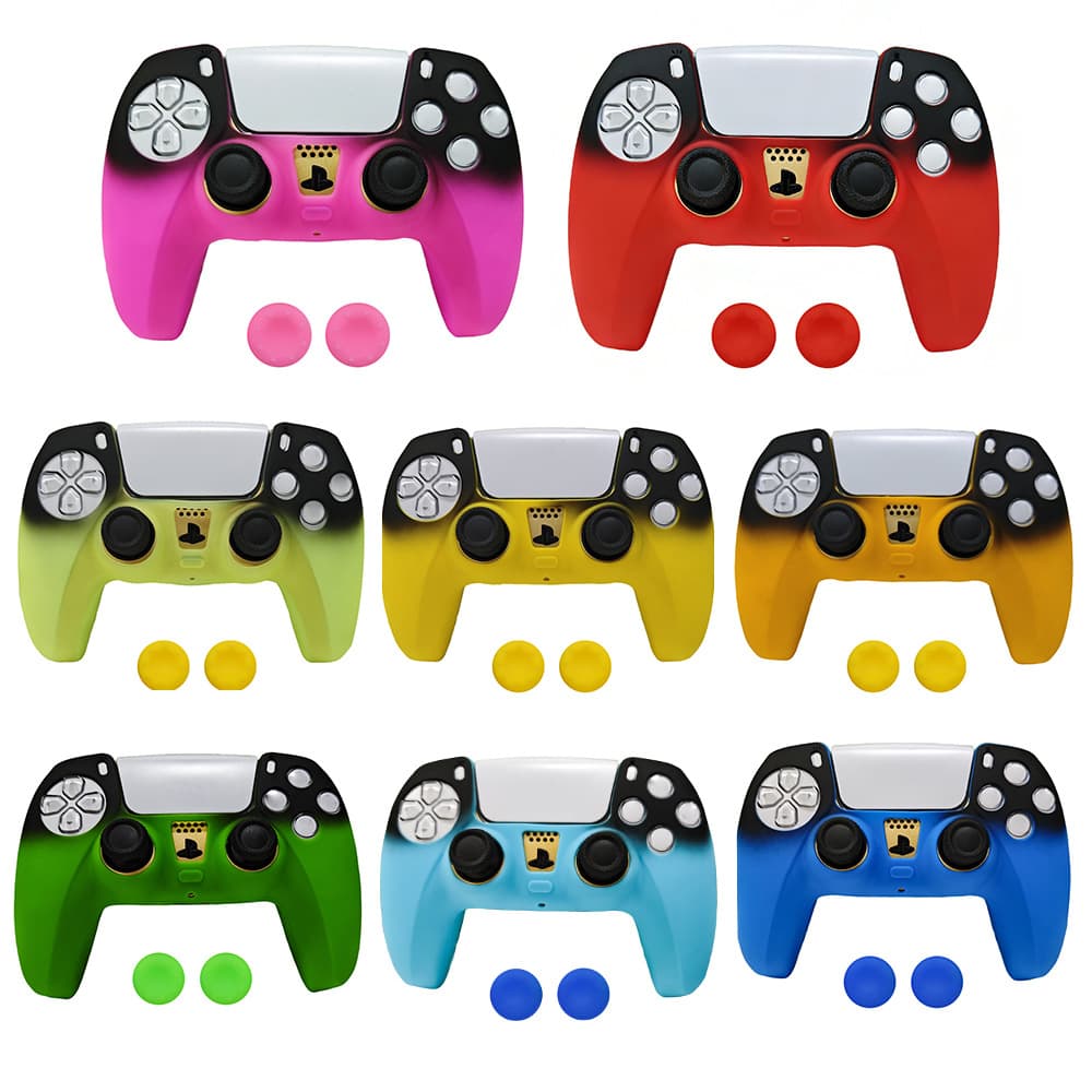 2026 cross-border new product dopamine gradient color PS5 handle silicone protective cover P5 anti-slip rocker cap set
