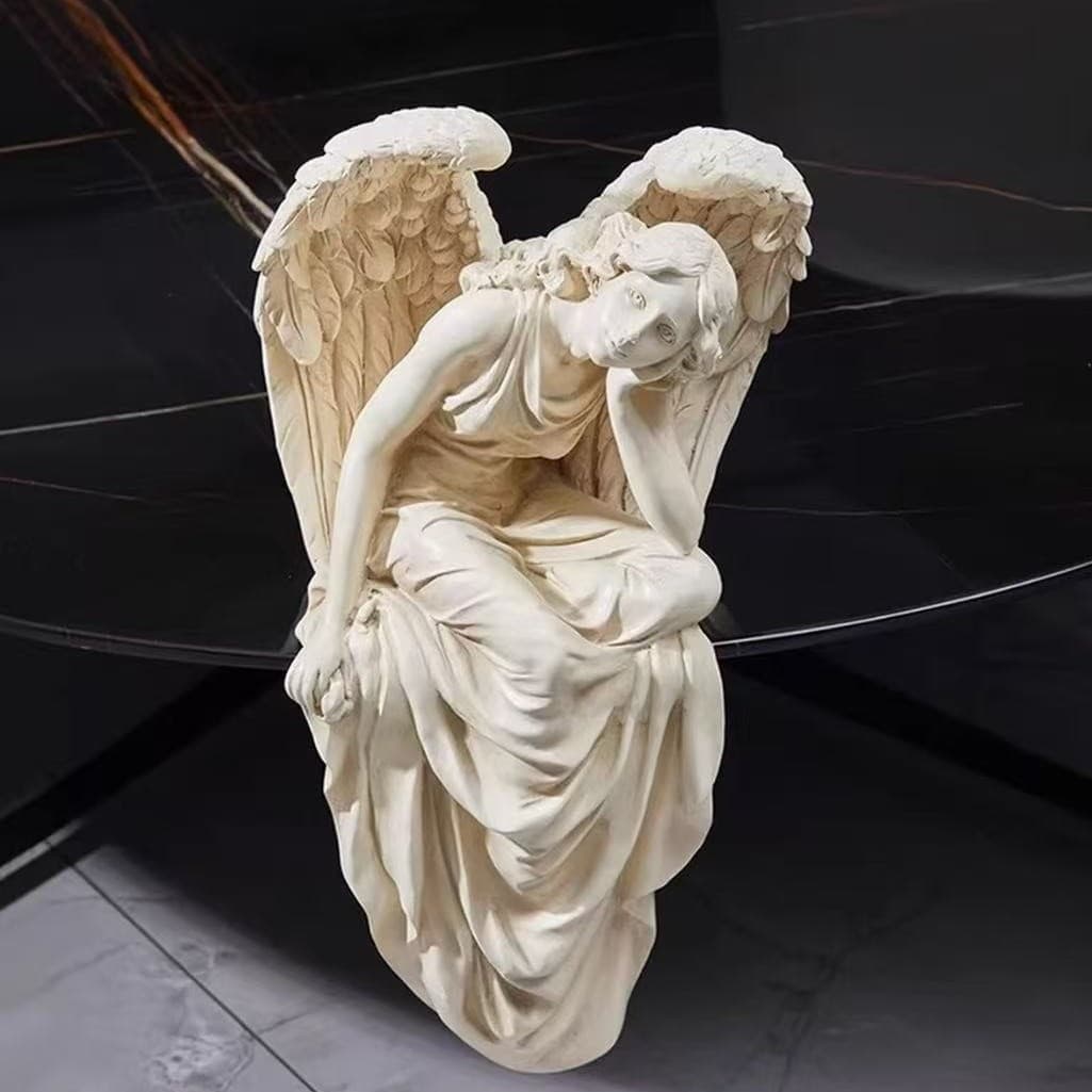 Cross-border Hot Selling Vintage Angel Resin Figurine European Style Winged Angel Sculpture Home Desktop Decorative Craft