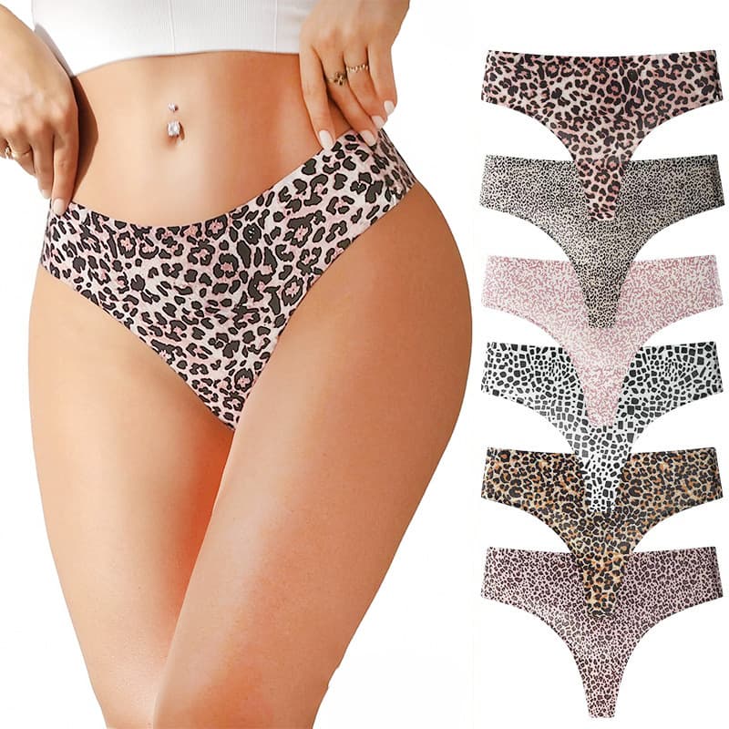 Factory Cross-Border Women's Seamless Leopard Print Triangle Thong Underwear, Sexy T-Back Panties for Women
