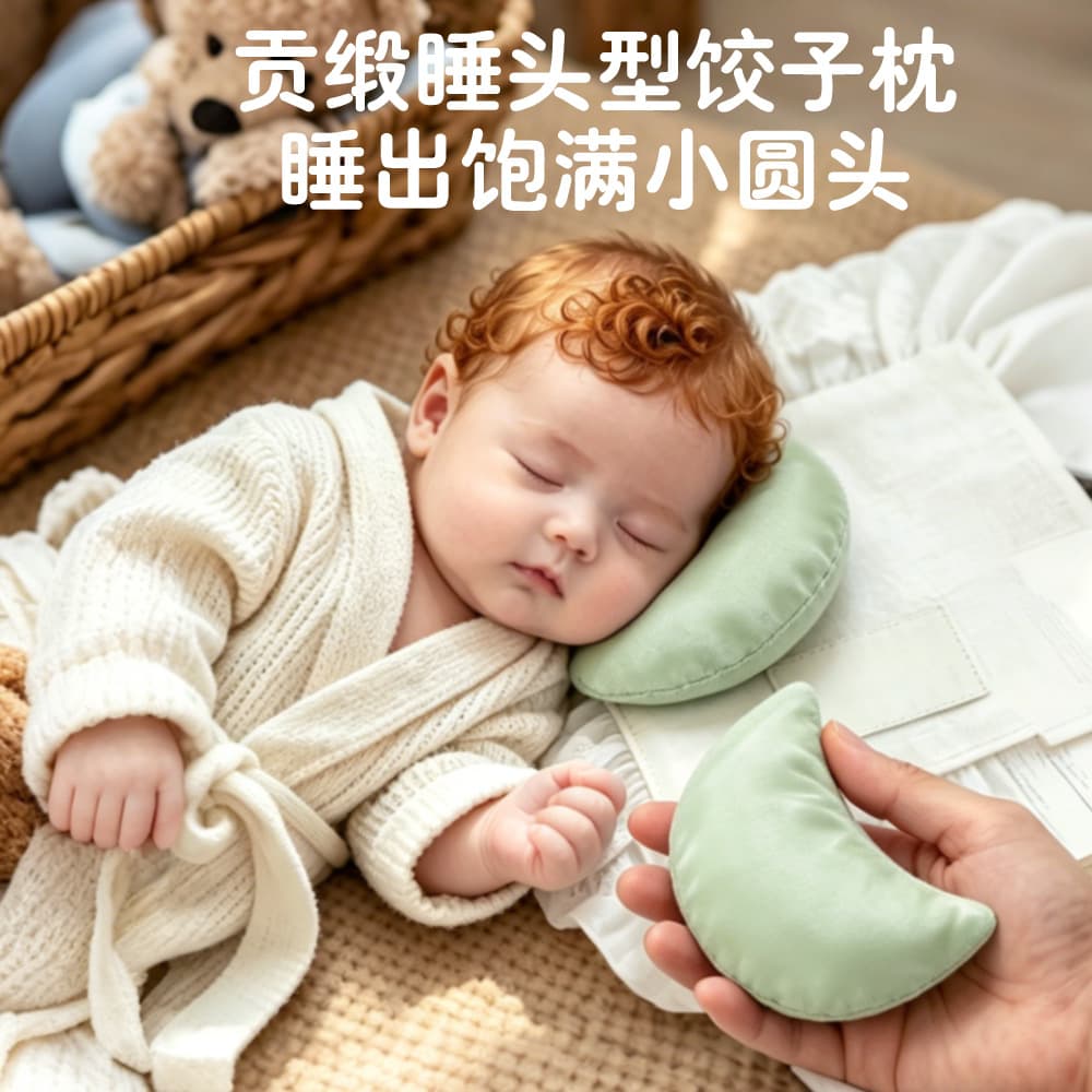 Baby pillow 0-12 months dumpling pad shaped pillow head-shaped temple sunken artifact assists sleeping round head