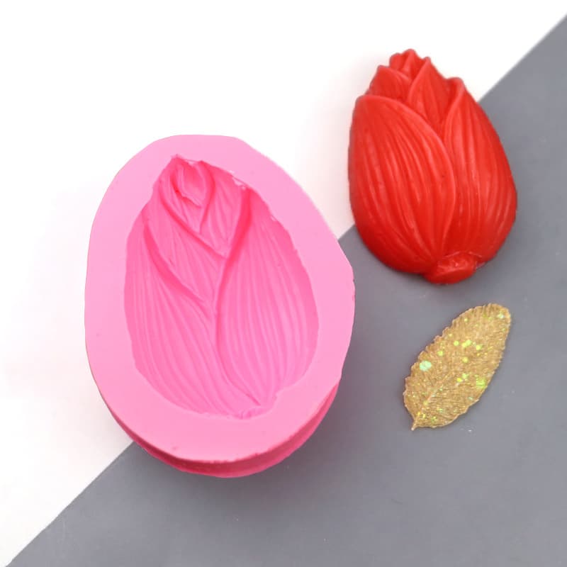 Blue Tone Wholesale 3D Lotus Bud Fondant Silicone Mold Handmade Clay Mold DIY Baking Decoration Resin Mold