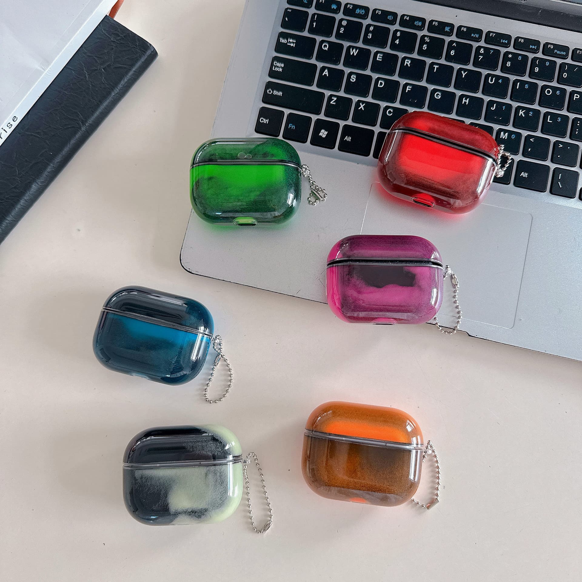 Black bottom luminous quicksand AirPods4 headphone case suitable for Apple 1/2 Bluetooth headset airpods pro protection