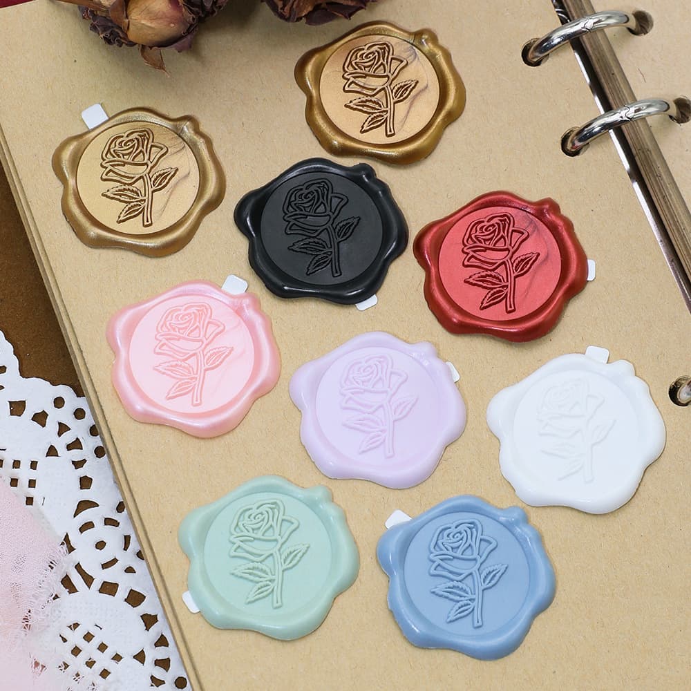 Cross-border Hot Selling Wax Rose Seal Sticker, Multiple Colors Available, Wedding Envelope Invitation Wax Seal Stamp Sticker Wholesale