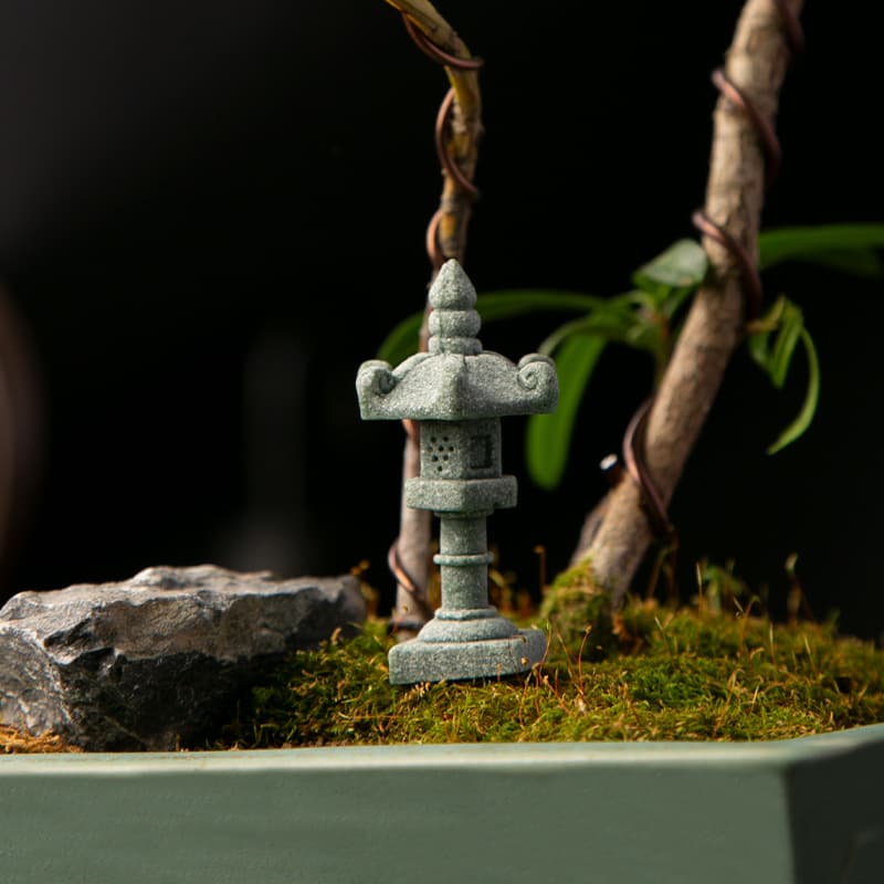 Tea Table Zen Lamp Snow-viewing Lamp, Dry Landscape Fish Tank Stone Lantern Small Decor, Zen-inspired Incense Way Scented Ornament for Homestays