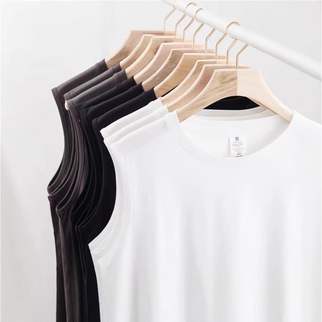 Loose Fit Pure Cotton Sleeveless Round Neck Vest Unisex Comfortable Breathable T-Shirt Base Layer Shirt Trendy Brand YFF-T1000