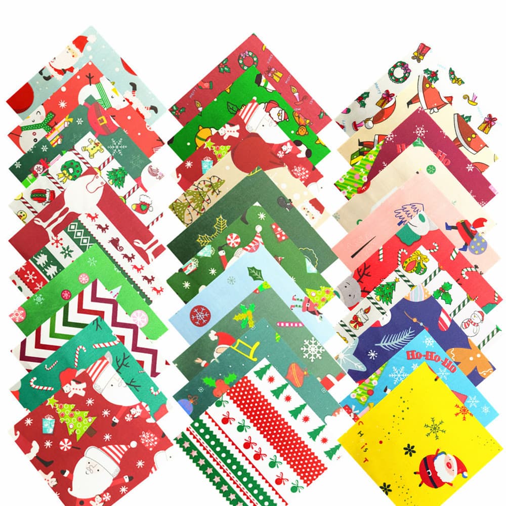 Foreign Trade New Christmas Print 35/70 Pieces Christmas Series Fabric Strips DIY Craft Strips Cross-border Supply