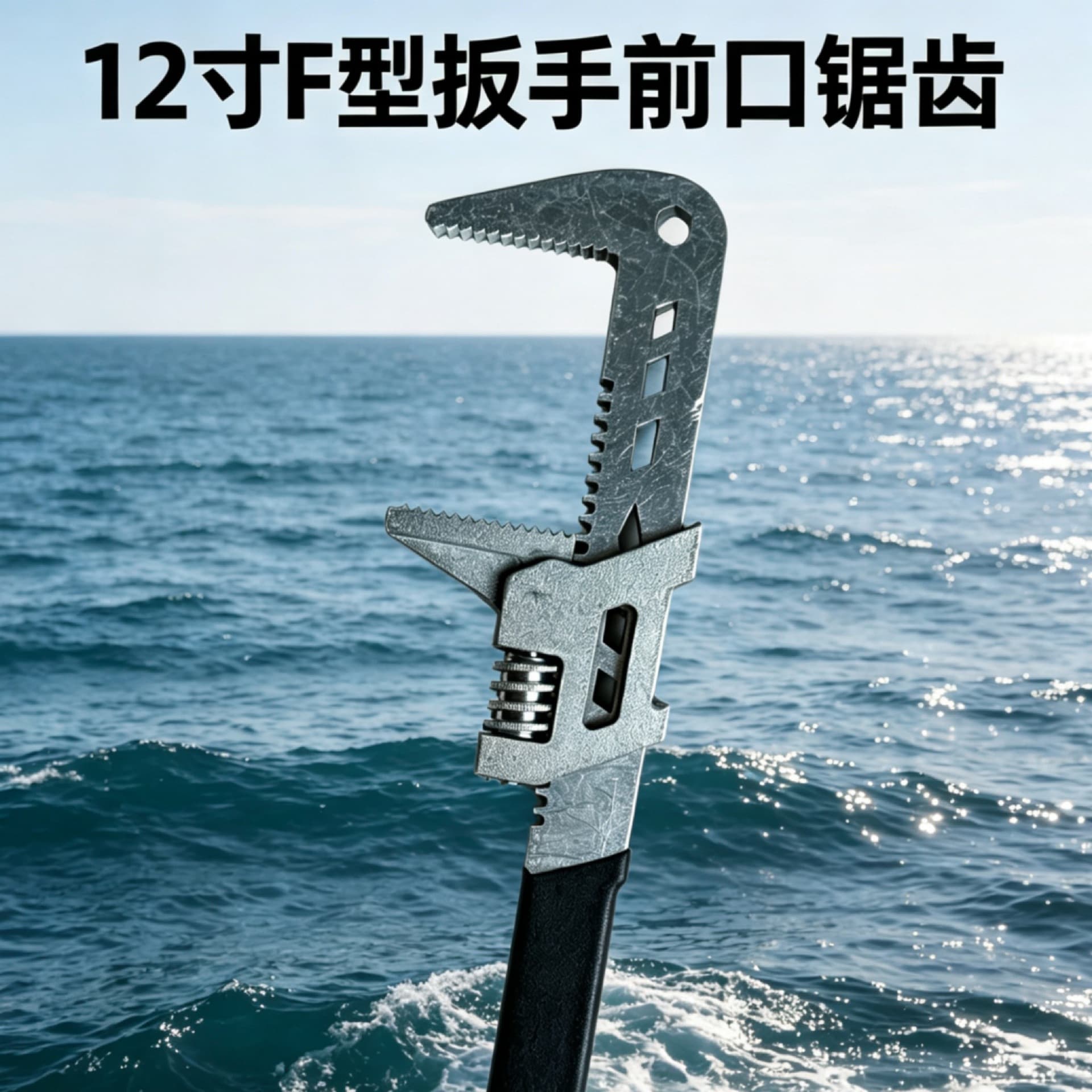 Adjustable Large-Opening Ratcheting Angle Wrench with Serrated Jaws for Universal Plumbing Pipe Nuts