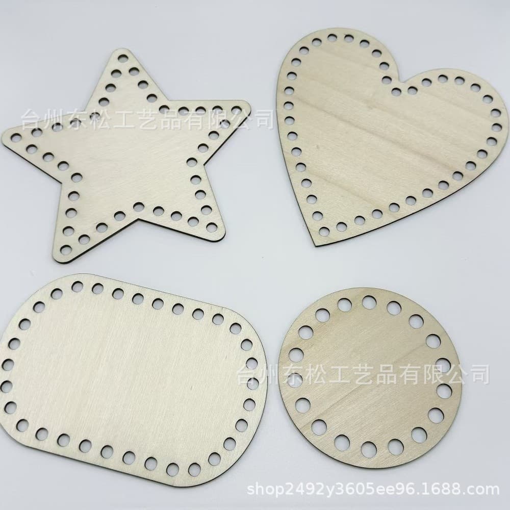 Laser Cut Wooden Board with Hole Woven Basket Base Handmade Hook Needle Wood Bottom DIY Woven Board for Home Decor