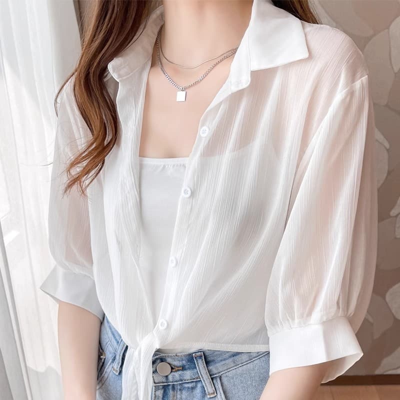 Summer Chiffon Cardigan Sun Protection Top for Women, Thin Shawl Jacket Outerwear to Match Dresses, Ice Silk Chiffon Shirt