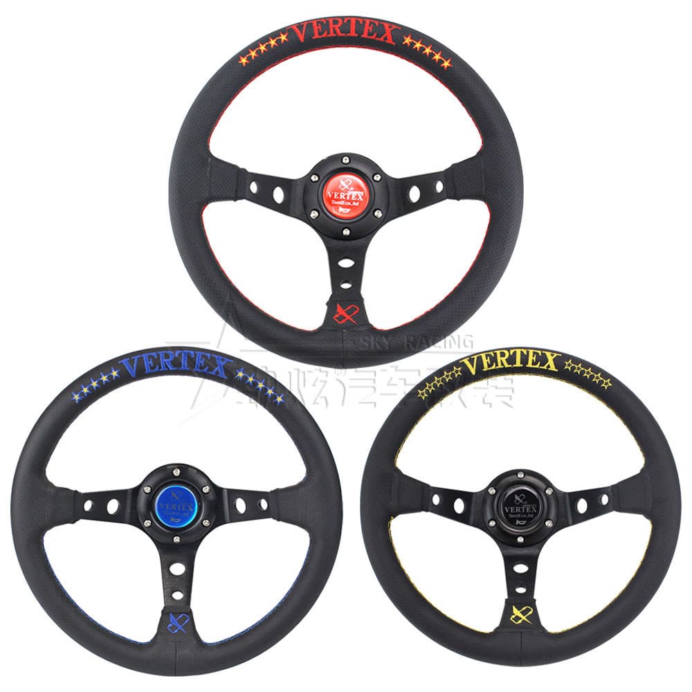 13-inch Car Modified Steering Wheel Vertex Ten-Star Embroidered Racing Leather Steering Wheel Game Console Steering Wheel