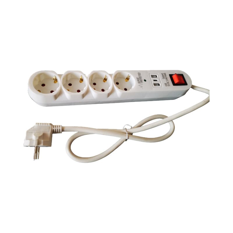 German Style 1-to-4 Adapter with 2 USB and 1 Type C Ports