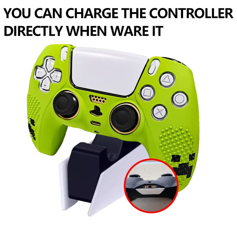 Minecraft PS5 Controller Silicone Case Textured Anti-Slip Grip Cover P5 Creeper Button Caps Dropshipping